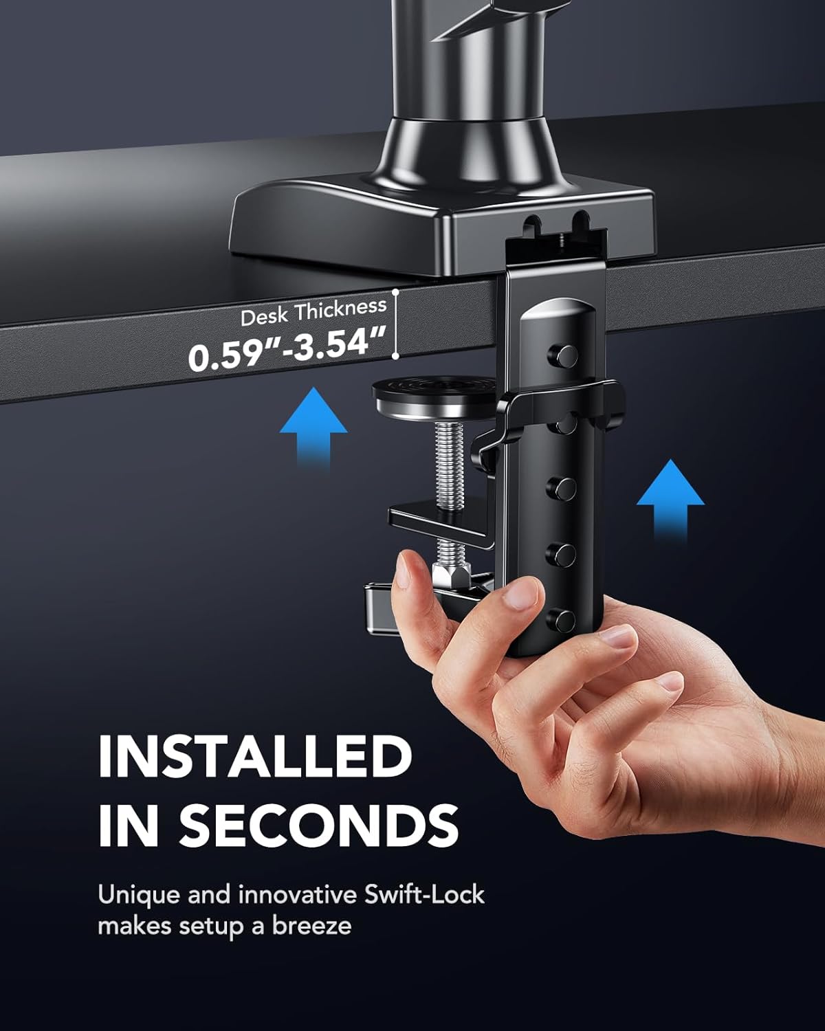 HUANUO Single Monitor Mount, 13 to 32 Inch Gas Monitor Arm, Adjustable Stand, Vesa Mount with Clamp and Grommet Base - Fits 4.4 to 19.8lbs LCD Computer Monitors - Image 6