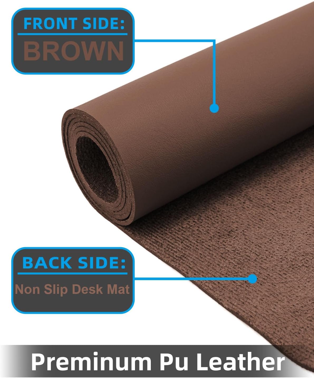 Non-Slip Desk mat,PULeather Desk Pad Protector, Office Desk Mat, Large Mouse Pad,Desk Blotter, Laptop Desk Pad, Waterproof Desk Writing Pad for Office and Home (Brown, 40" x 17") - Image 2