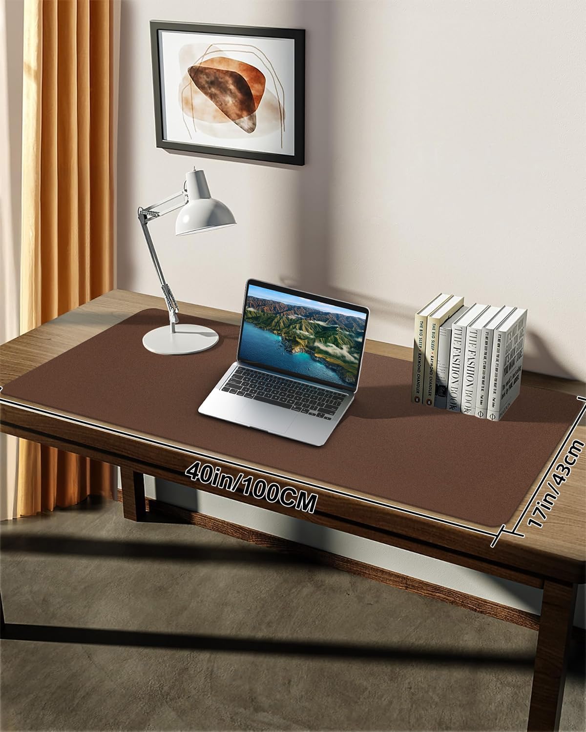 Non-Slip Desk mat,PULeather Desk Pad Protector, Office Desk Mat, Large Mouse Pad,Desk Blotter, Laptop Desk Pad, Waterproof Desk Writing Pad for Office and Home (Brown, 40" x 17") - Image 6